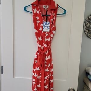 Red and White Sleeveless Dress